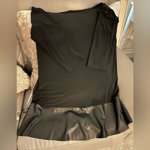 Tiana B. Black Long Sleeve Dress with Faux Leather Hem